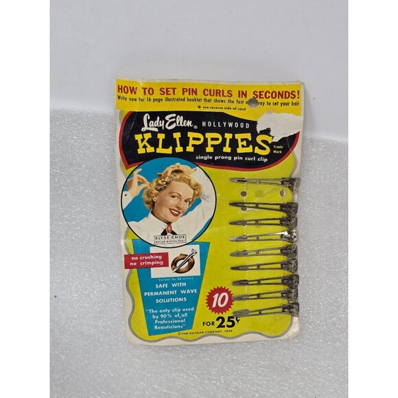 Lady Ellen Hollywood Klippies Single Prong Pin Curl Clips Vintage Pack of 9 - Picture 1 of 3